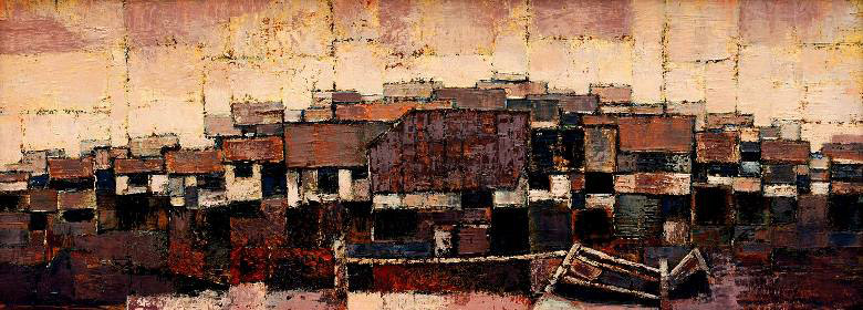 Panoráma, olej na plátne, 1984, 32,5x80